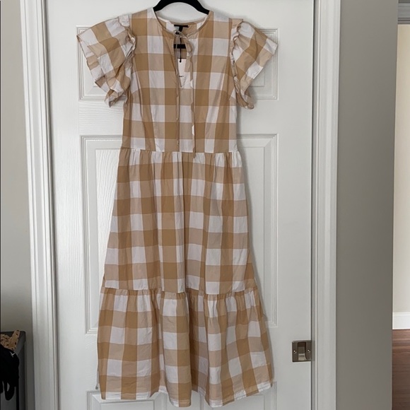 NWT Who What Wear Check Bell Sleeve Midi - Picture 2 of 12